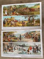 Jahreszeiten Vintage 2 Schaubilder 1923 antike Buchseiten