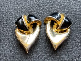 boucles d'oreilles clips doré et noir signe PISCITTELI