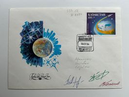 Sojus TM-18 Startbeleg 8.1.94 zur MIR mit 3 OU gesamte Crew