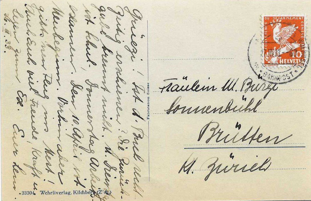 Cartoline postali: AK HUTTWIL 1933 – Usato da Schlossrued venduto da Aronliam 1