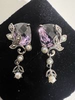 Boucles d’oreilles améthyste et petites perles
