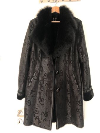 Women Fur Leather Coat L size