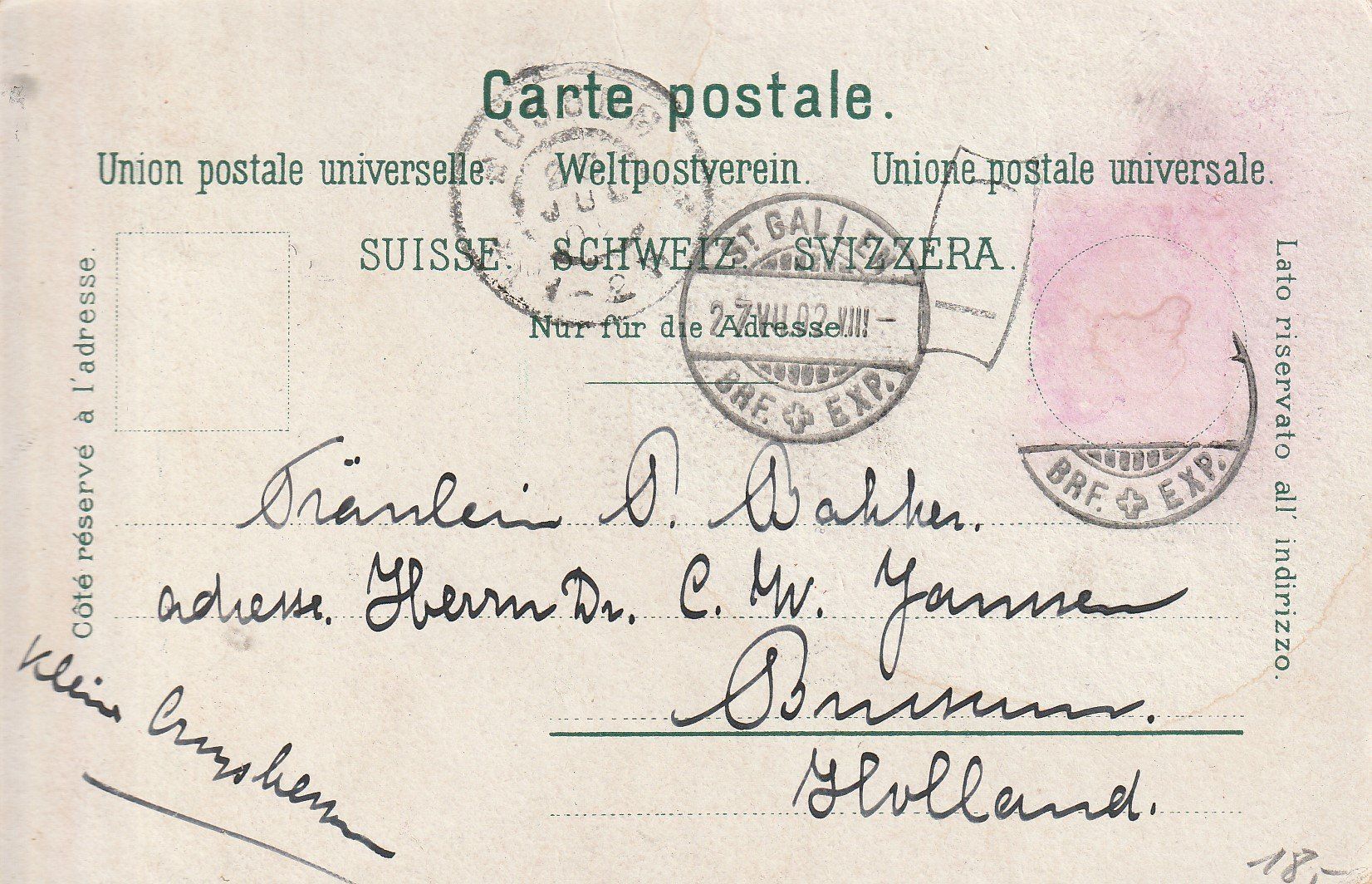 Ansichtskarten: St.Gallen- Gallusplatz 1902 – Gebraucht aus uttwil von Koehlerfred 1