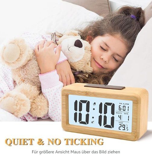 Tischuhr Wecker Digital aus Holz mit Großer Anzeige (Neu (gemäss - Main Image