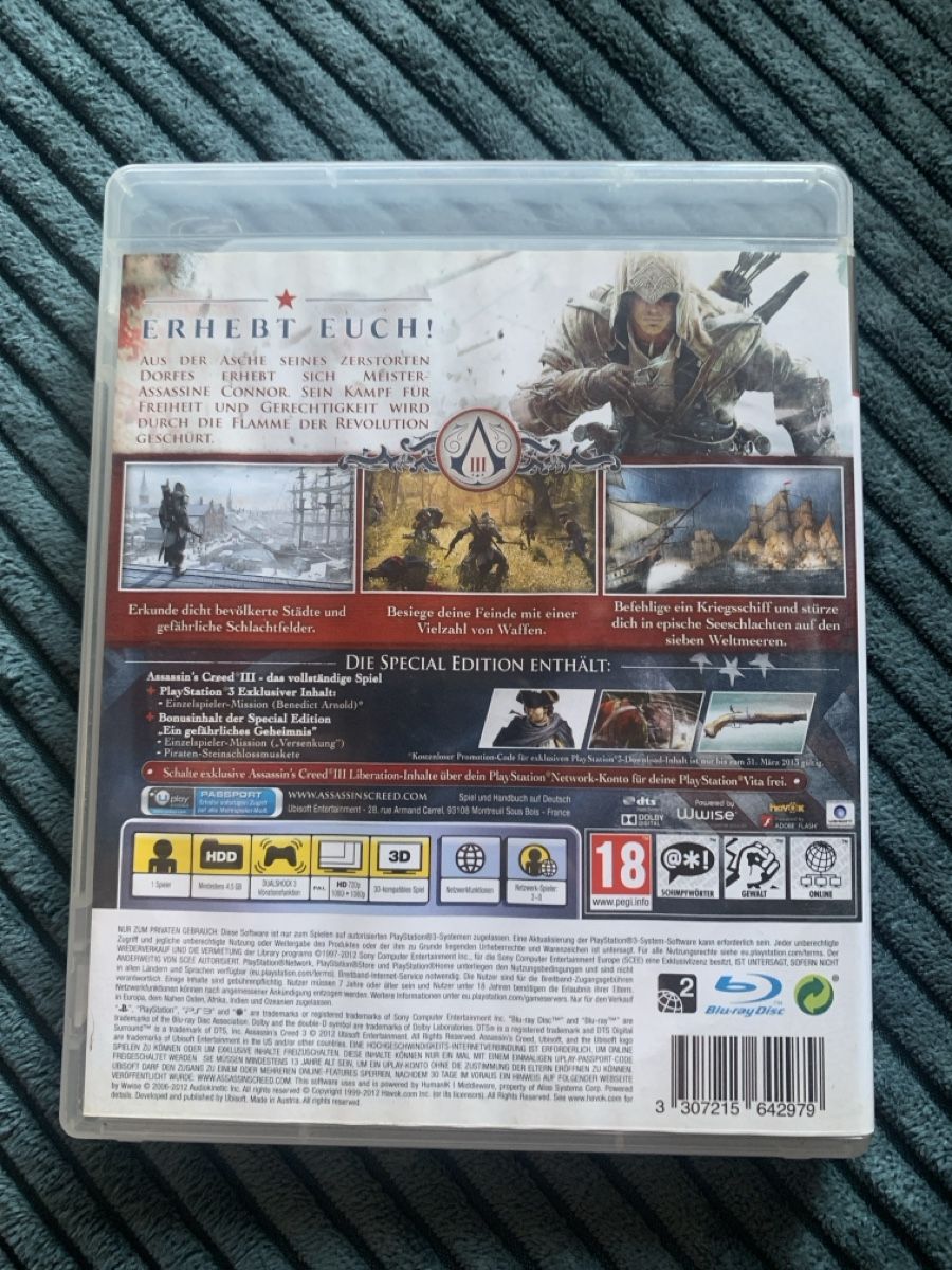 Sony Giochi: Assassin's Creed III Special Edition PS3 – Usato da Giswil venduto da rok_6dtz 1
