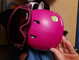 Skihelm Wed'ze XS + Skibrille Double Lens pink