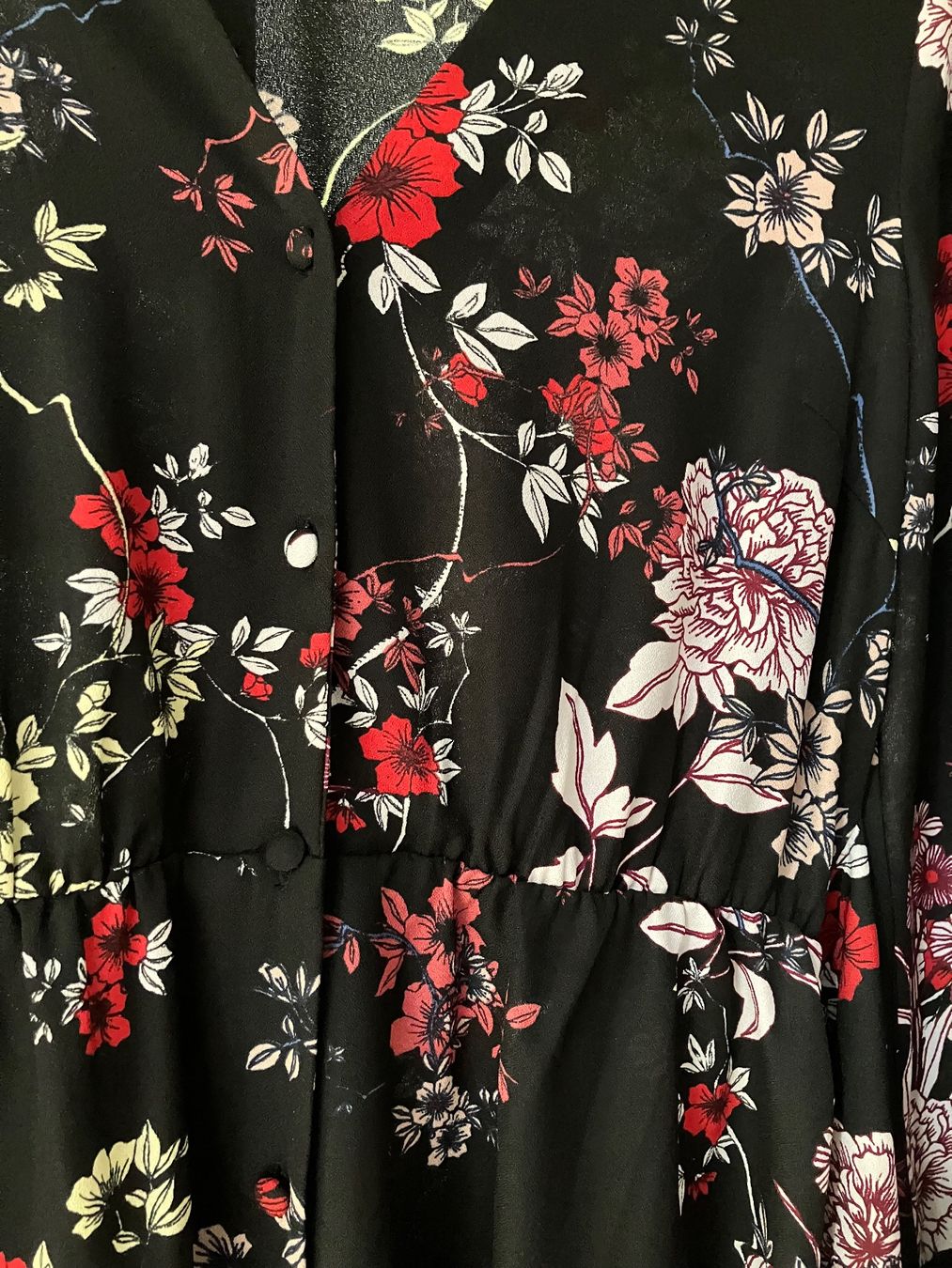 Kleider: Blumenkleid schwarz kurz mit Bindegürtel, Gr. S. – Neu (gemäss Beschreibung) aus Magden von Anthurium11 2