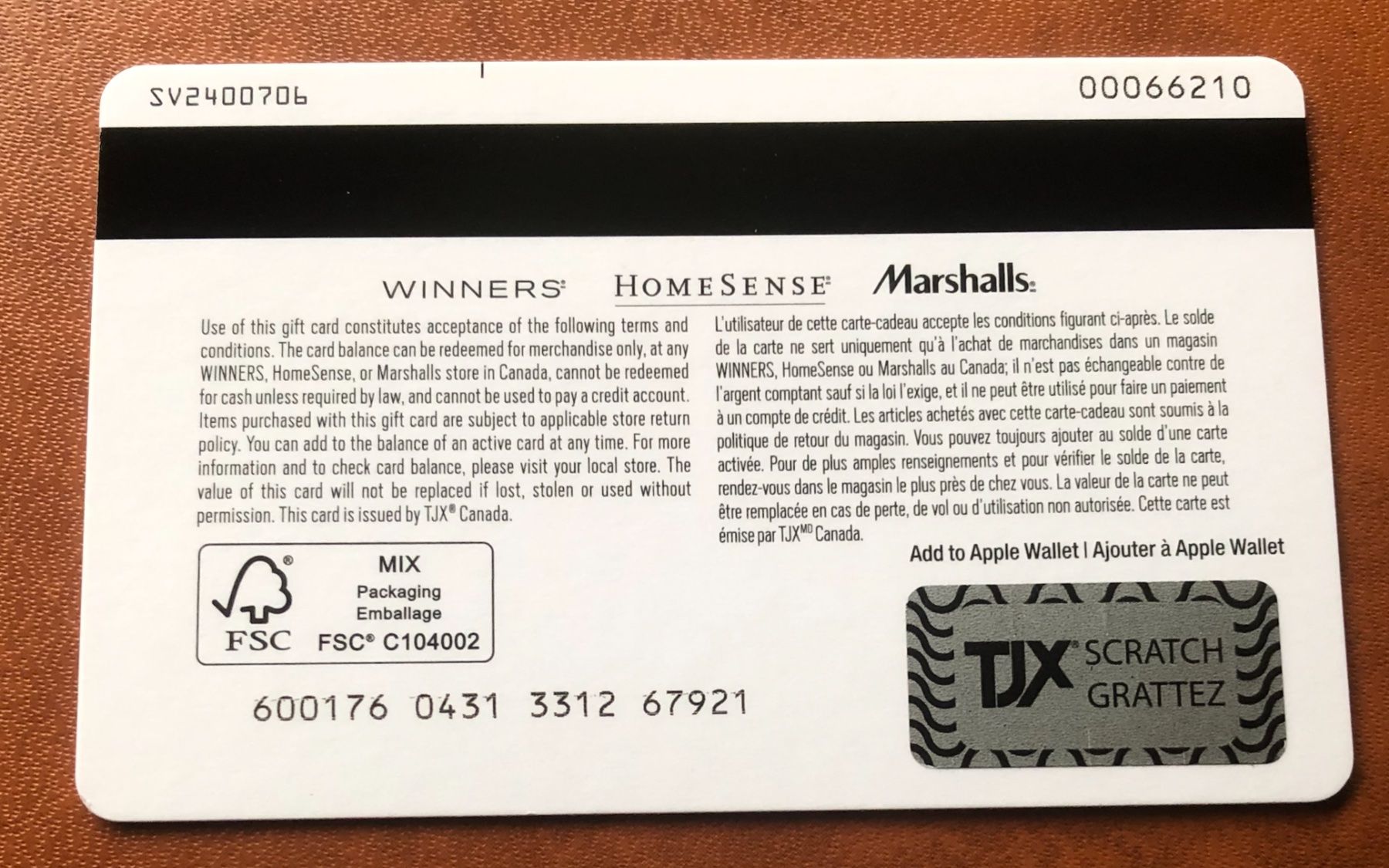 Cartoline: Winners/Home Sense/Marshalls Geschenkkarten – Usato da Aarau venduto da Angi-007 1
