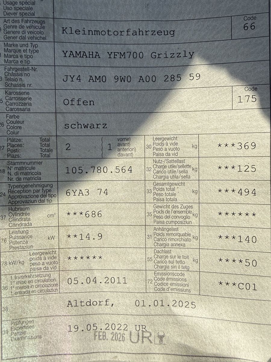Yamaha ATV / Quad: Quad YAMAHA YFM700 Gryzzli – Usato da Buochs venduto da lama07 8