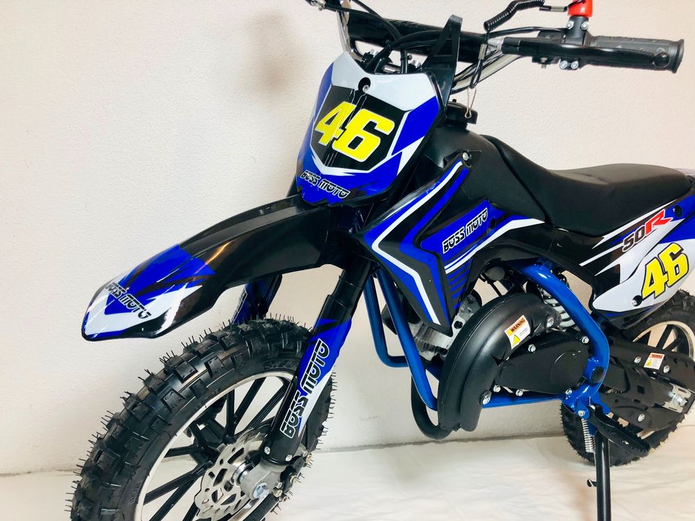 Pocketbike Crossbike 49cc - Kinder Motorrad Blau Für Gelände Bis 70 Km/h