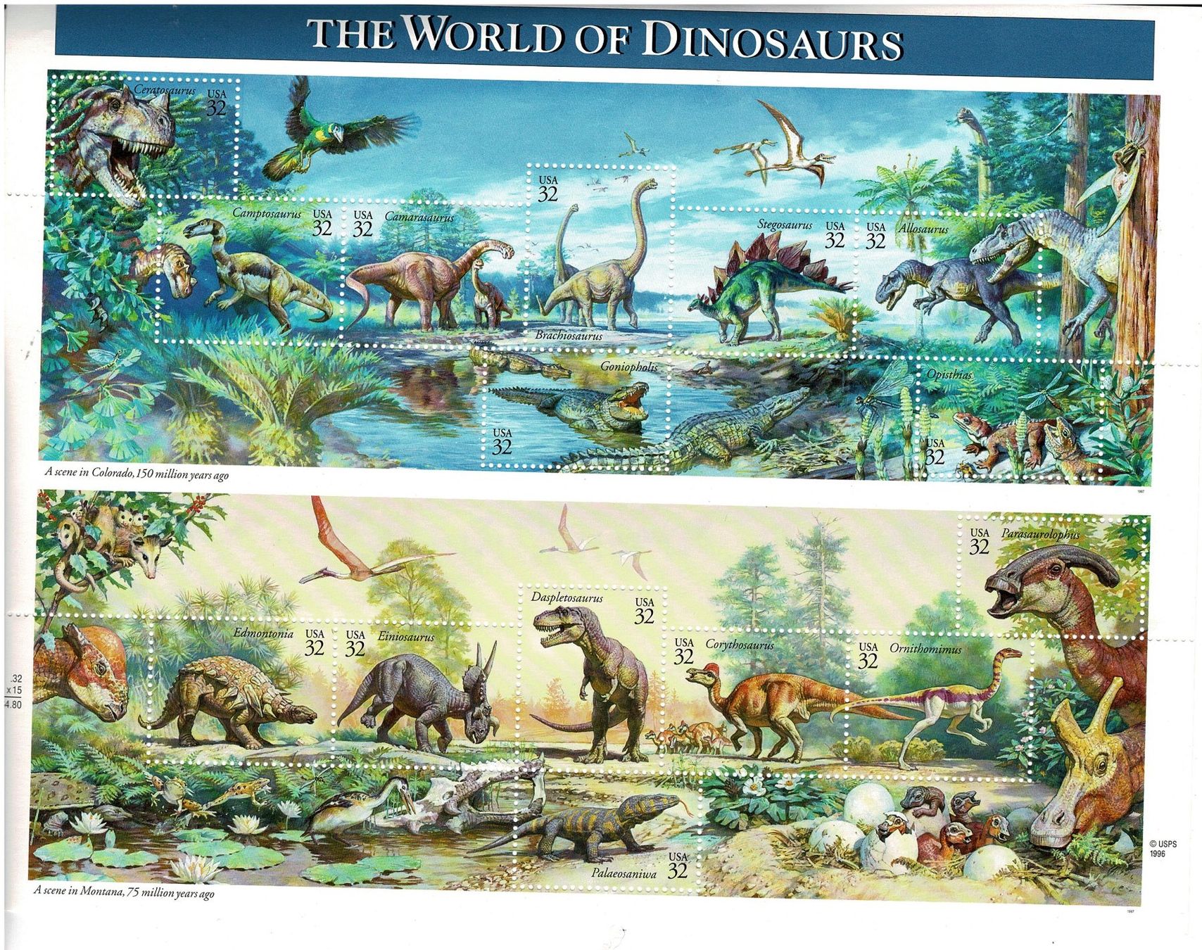 Tutti i francobolli: USA Dinosaurier  1 KB ** – Nuovo (secondo la descrizione) da Lausanne venduto da Whorvath