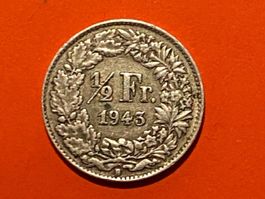 50 Rappen oder 1/2 Fr.1943 B ( Silber )