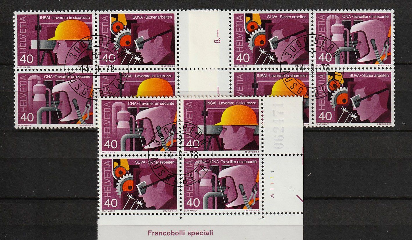 Tutti i francobolli: 1978 4er-Block Serie SUVA ETS – Usato da Arlesheim venduto da gaugi43