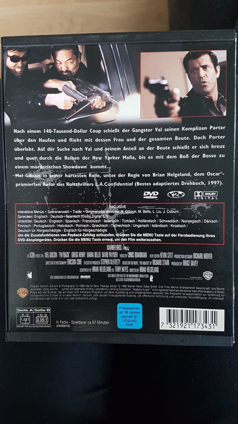 Tutti i DVDs: DVD "Payback - nie mehr Mr. nice guy" mit Mel Gibson – Usato da Buttisholz venduto da Simone_n 1