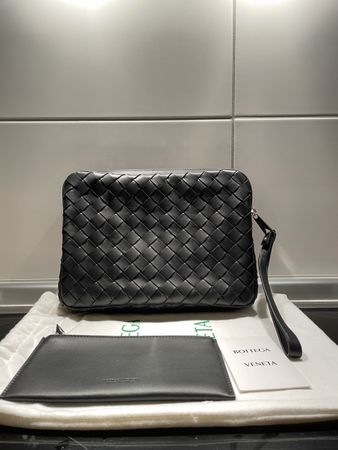 Neue Bottega Veneta Tasche Clutch Leder Schwarz Herren
