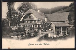 AK Krinde, Gutshof mit Anwohnern, 1913