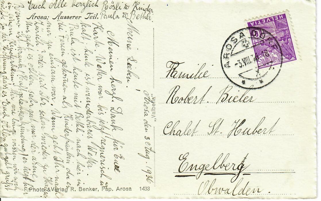 Cartes postales: Arosa 1936 – D'occasion à Hochdorf par Ziegel-16 1
