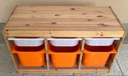 TROFAST Storage combination with boxesg white stained pine