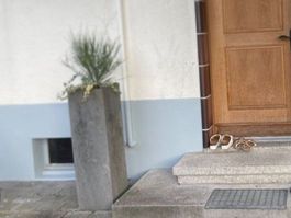 Grosse neue Beton Topf mit  Pflanze Für hotel eingang lief