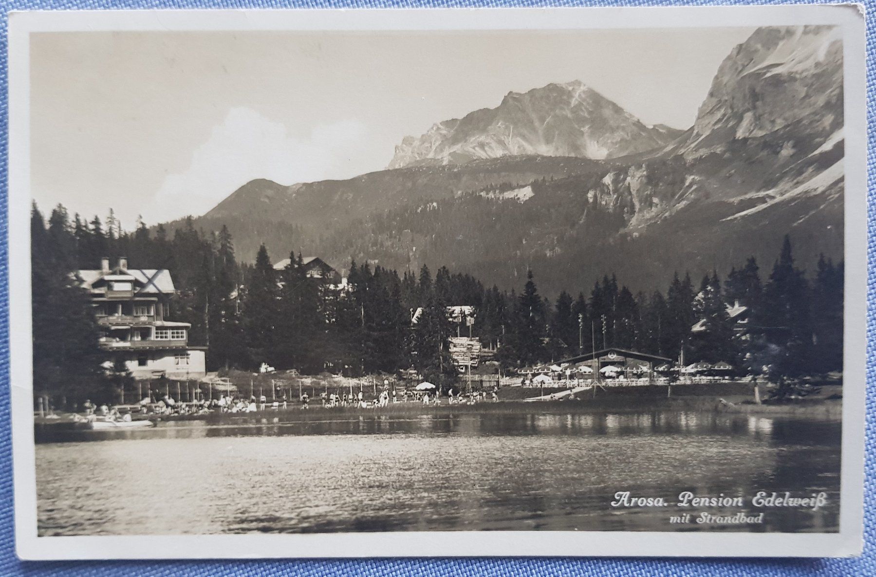 Cartoline postali: Arosa - Pension Edelweiss mit Strandbad – Usato da Melchnau venduto da Fishel