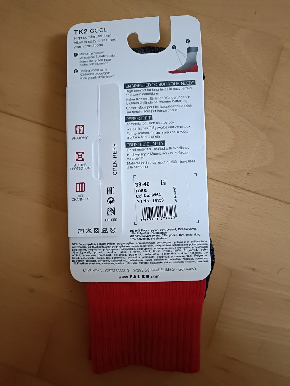 Falke Calze: Falke Wandersocken TK2 Cool rot Grösse 39-40 – Nuovo e nell'imballaggio originale da Bern venduto da carlota_dino 1