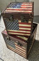 2 Retro Truhen Set USA Flagge Deko Vintage Boxen
