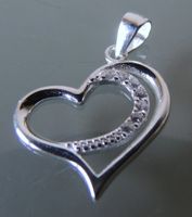 Silber 925 Herz Anhänger mit Zirkonias
