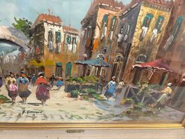 95x75 /V. Cucciardi/Gemälde italienische Gasse Blumenmarkt