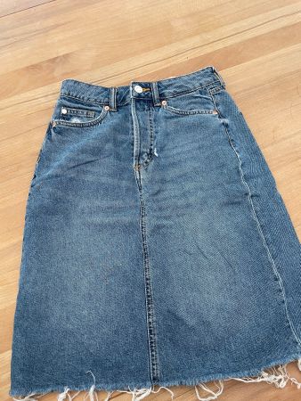 Jupe Jean Déchirée Taille Haute Bleu Clair Tendance