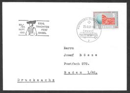 Sonderbrief A. 888 Eidgen. Trachtenfest Basel 23.-24.9.1961