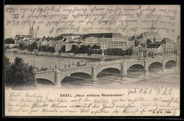 Basel, Neue mittlere Rheinbrücke mit St