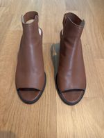 Women's Sandals Brown Leather Peep Toe Heel Size 39