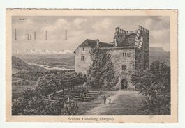 Alte Postkarte 1925, Schloss Habsburg mit Alpensicht Ansicht