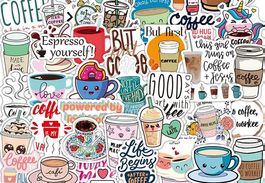 50 Stk. Sticker Aufkleber - Kaffee Espresso Latte Mokka