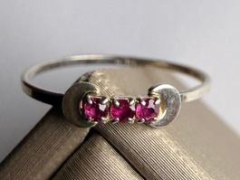 Silberring mit Rubinen, Vintage Schmuck 800er