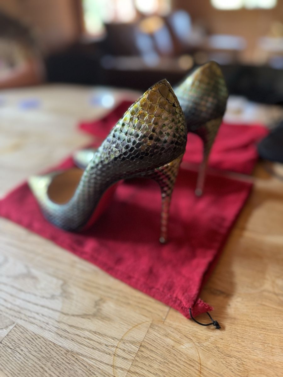 Christian Louboutin Scarpe da donna: Christian Louboutin So Kate 120 Metallic Python Aquar. 40.5 – Usato da Luzern venduto da Antiquesonline 2