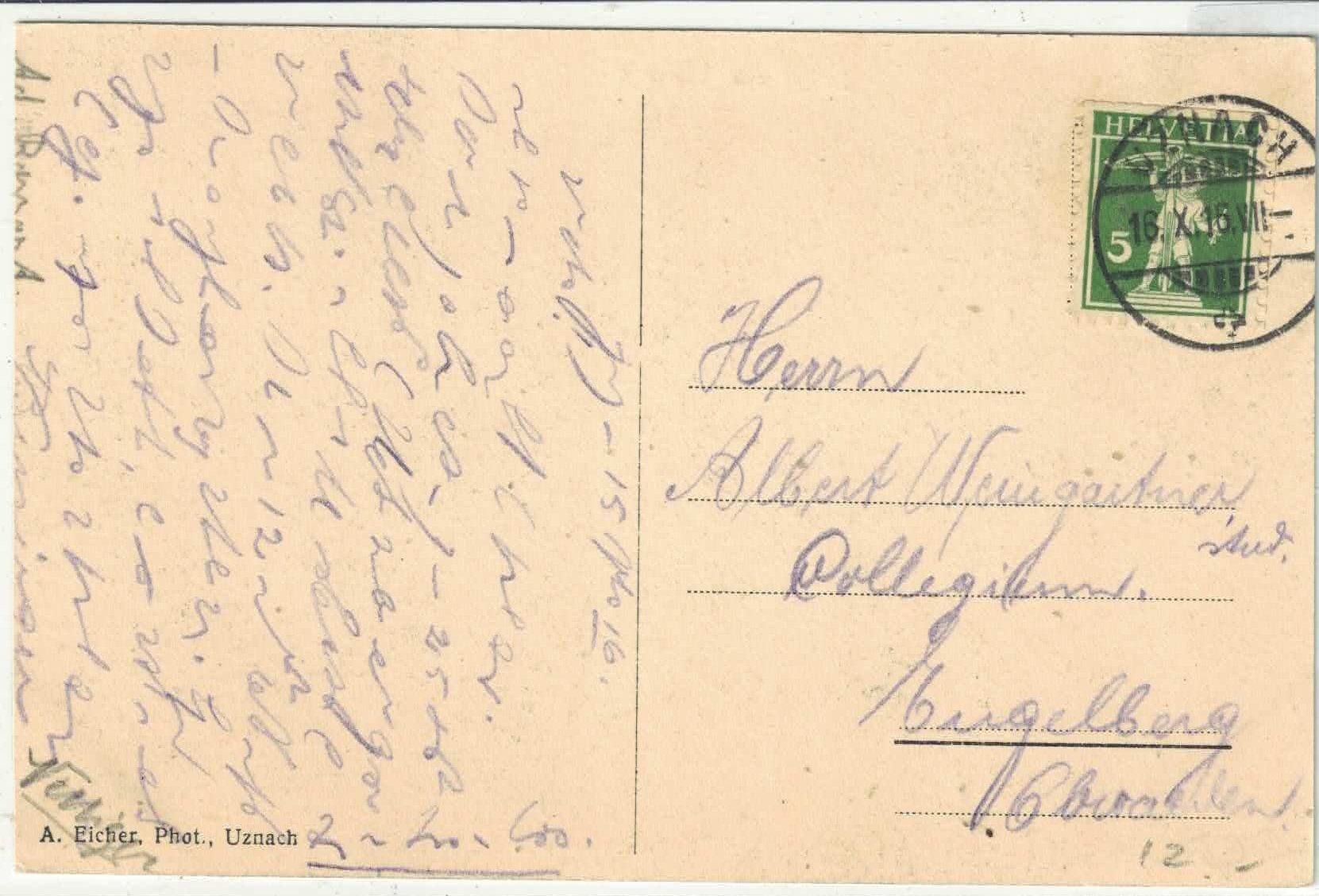 Cartoline postali: Gruss aus Uznach - animee – Usato da Ettingen venduto da Kartenplanet 1
