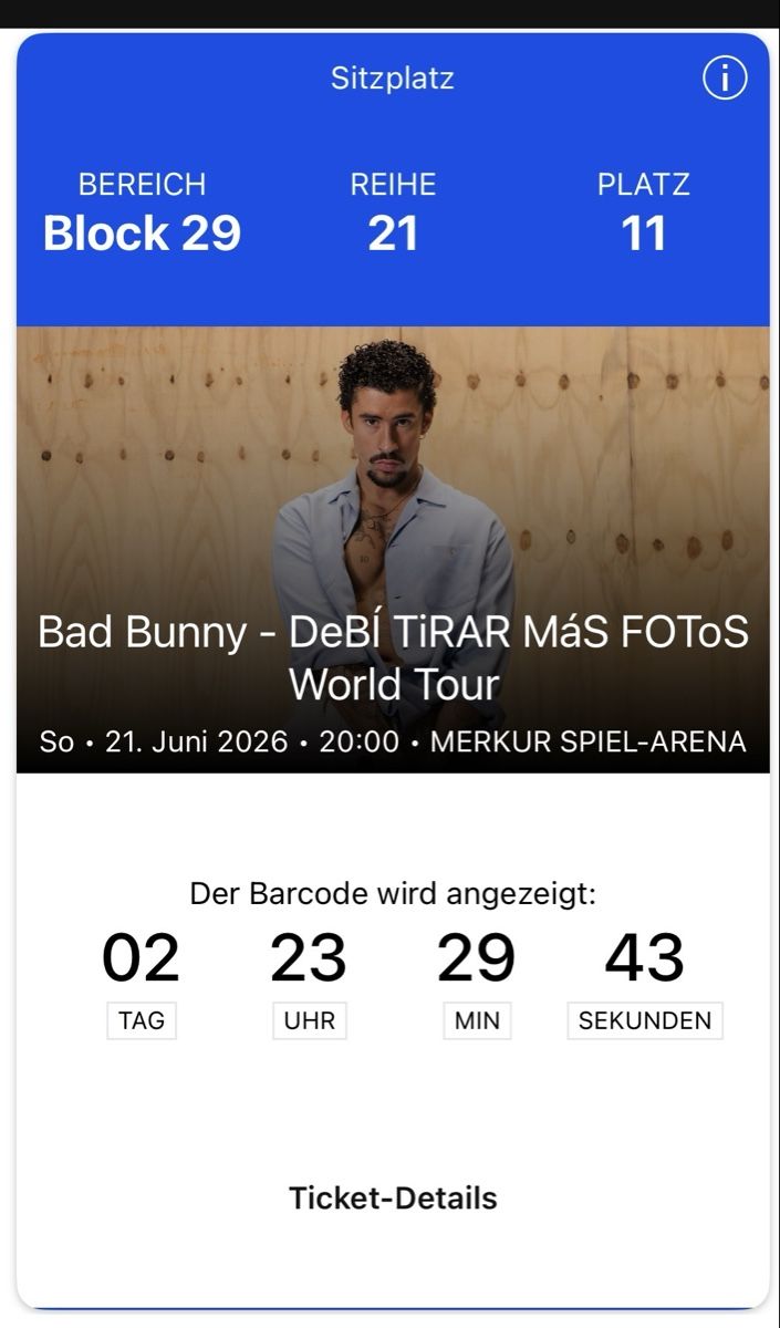 Biglietti: Bad Bunny Düsseldorf SO/21.6.26 – Nuovo e nell'imballaggio originale da Hergiswil NW venduto da Merc12edes 1