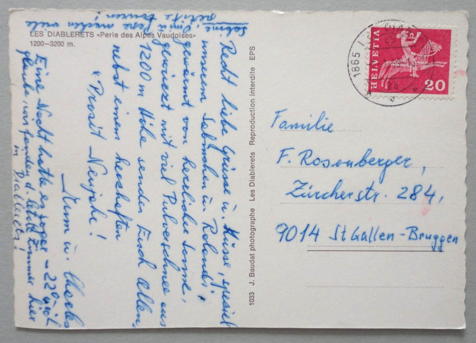 Cartoline postali: Les Diablerets, 1200-3200 m – Difettoso da Fétigny venduto da Billy2miny 1