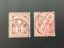 5c + 10c, weisses Papier, SBK 54+55, gestempelt, KP 245.--