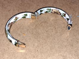 Vintage Cloisonné Armreif, Blumenmuster,emailliert