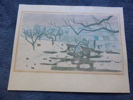 Hermann Alfred Sigg,Zürich,Litho,signiert/num.Winter,Vogel