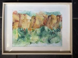 Aquarellbild "Savona" von Ursula Stingelin 18.8.75 gerahmt