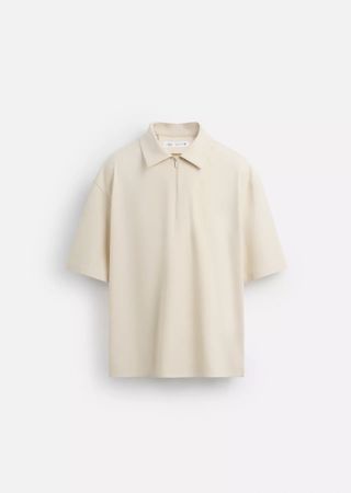 Herren Polo Shirt mit Reissverschluss, Beige
