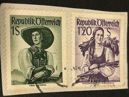 Österreich 15 Briefmarken aus top Trachten-Serie 1948-1957✔️