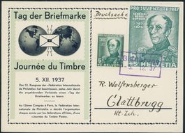 1937 - Tag der Briefmarke - Bern - Karte • d/f - "Fälschung"