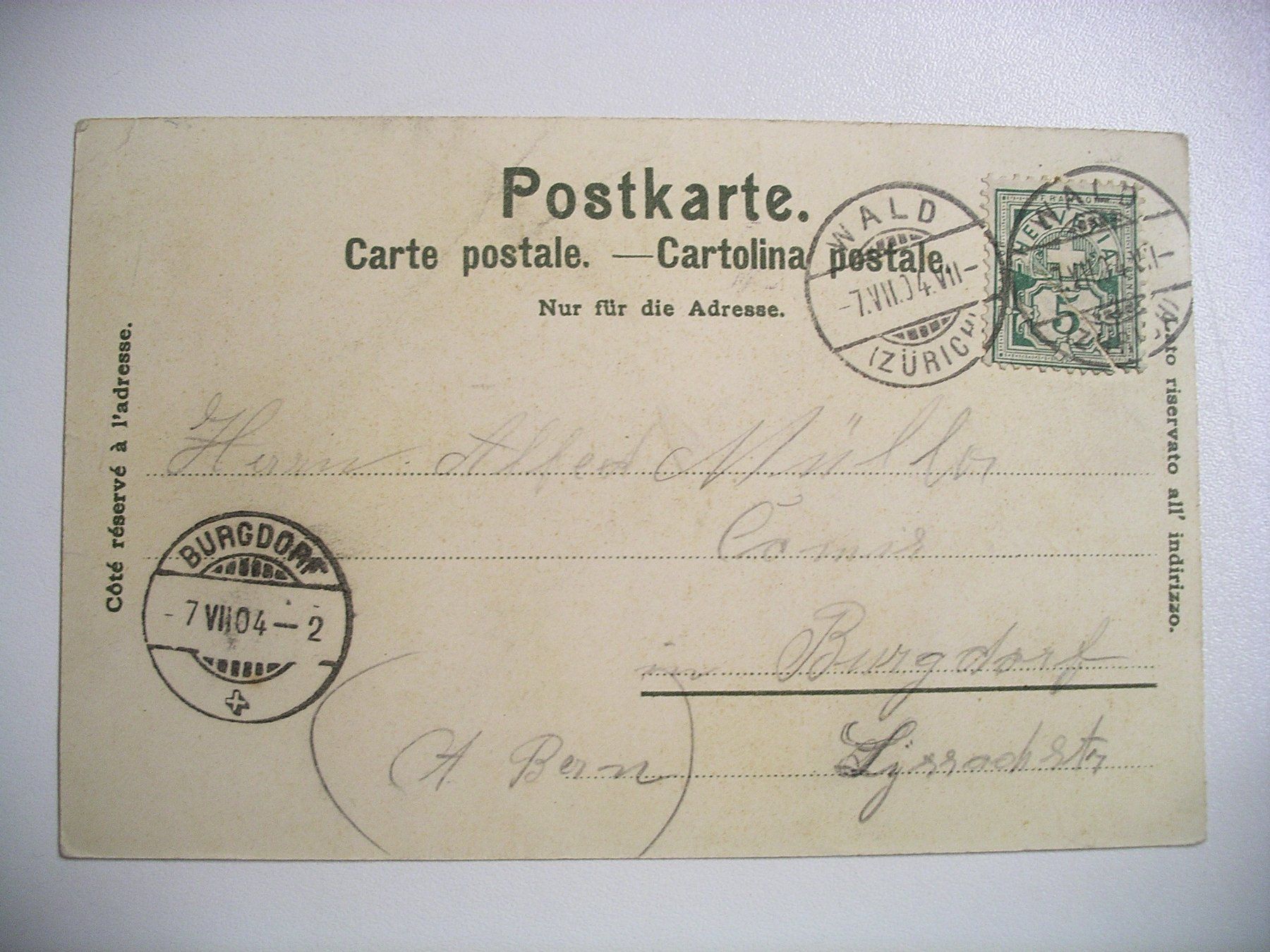 Cartoline postali: farbigeLithoAK  WALD – Usato da Oberhofen am Thunersee venduto da luuping99 1