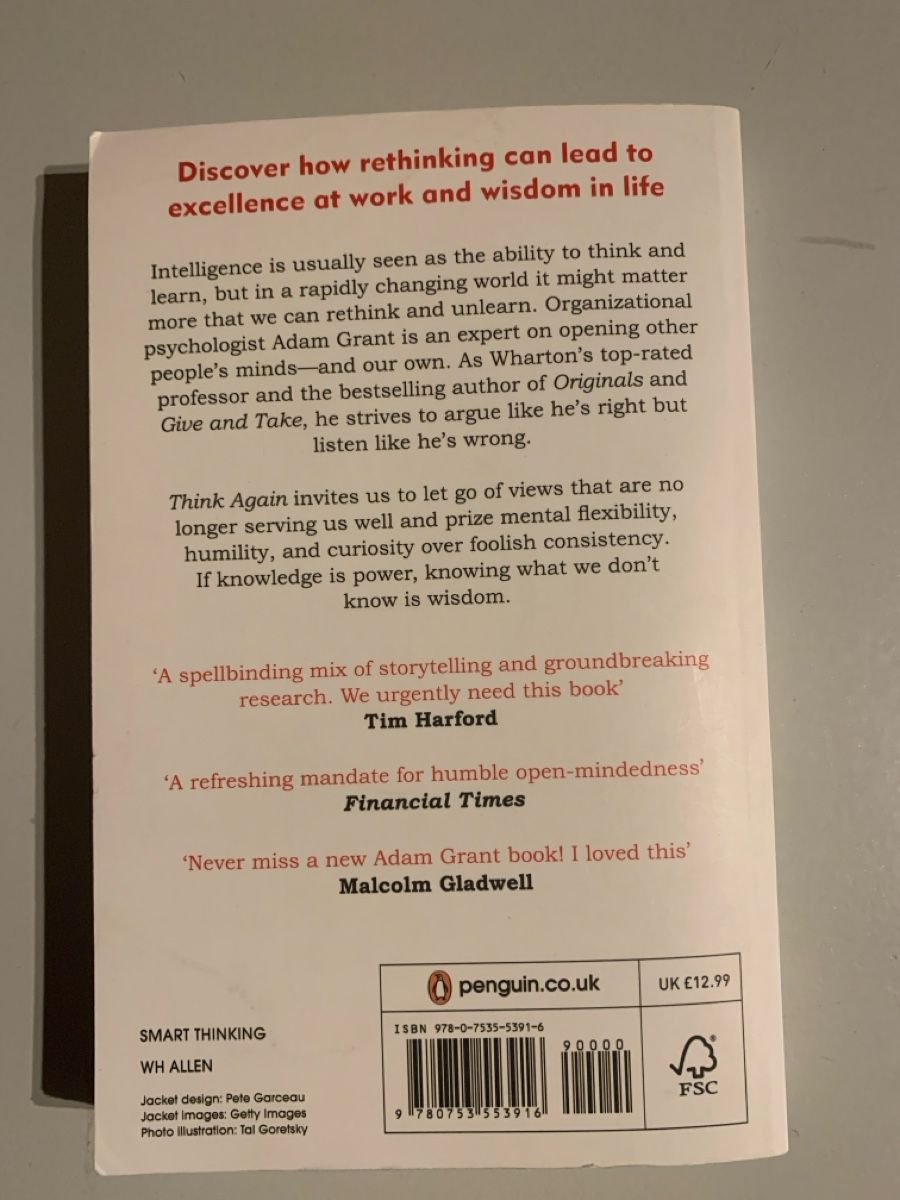 Libri: Buch Think Again von Adam Grant neuwertig – Usato da Wiggen venduto da Antoniotto 1