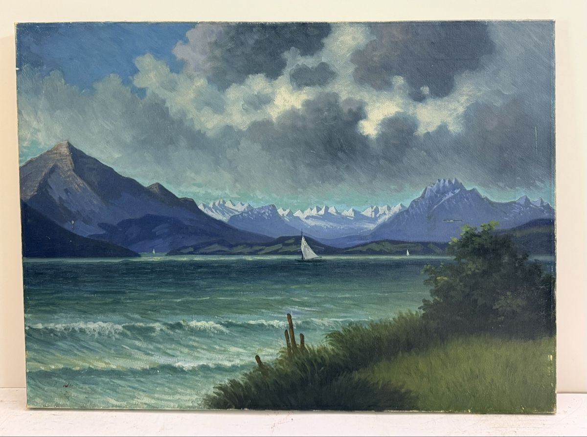 Gemälde: Gemälde See-Landschaft mit Bergen – Gebraucht aus Solothurn von NUVICO 5