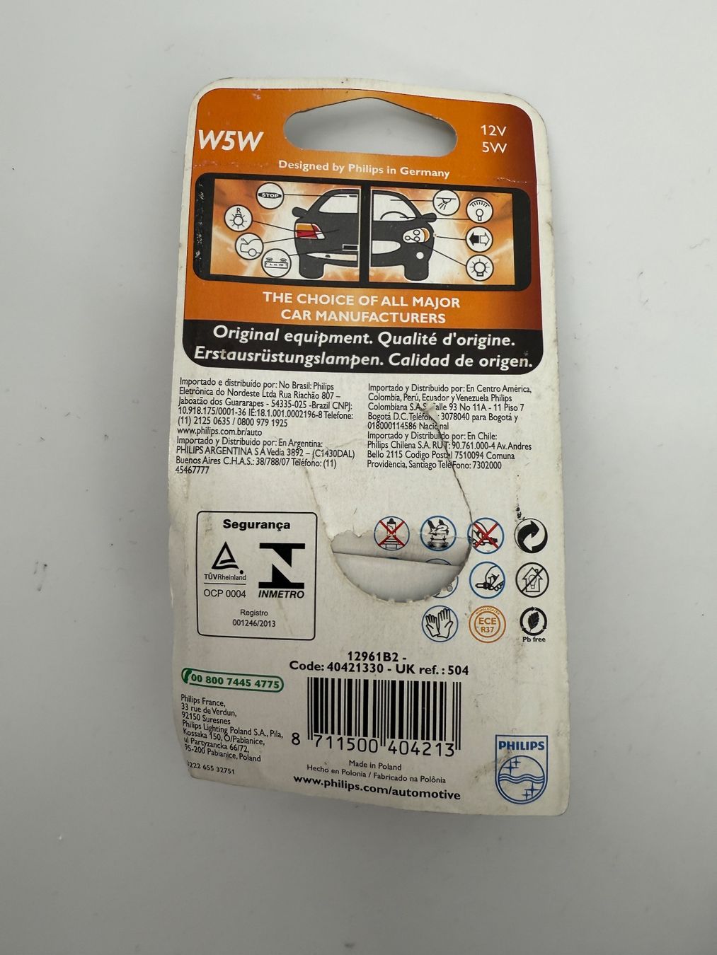 Philips Tutti pezzi di ricambio auto: 1x Philips W5W 12V 5W Autolampe – Usato da Auenstein venduto da moin. 1